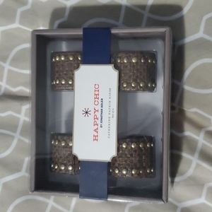 🏠⭐️ NWT Happy Chic by Jonathan Adler Catherine Brown Studded Napkins Rings